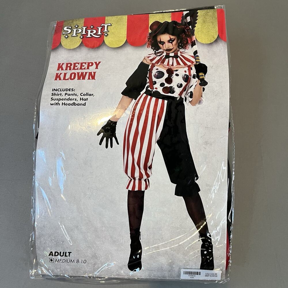 Kreepy Klown (Clown) Halloween Costume Women’s Adult Medium (8-10) Excellent - Picture 3 of 11